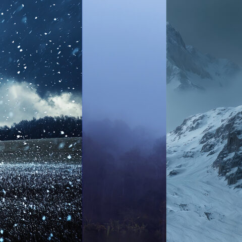 a collage representing different weather scenarios