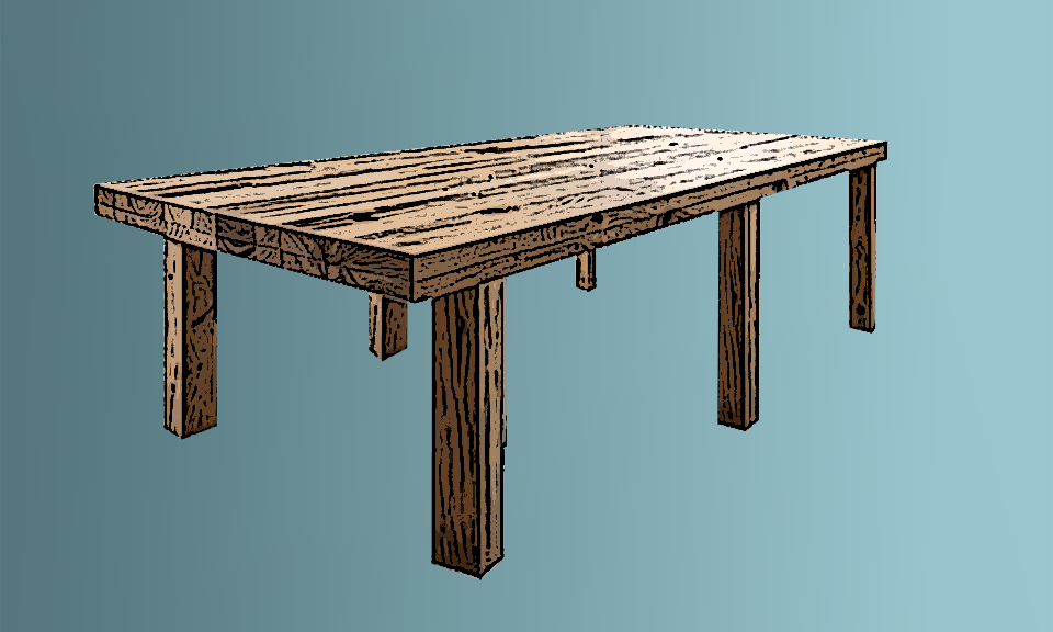 a table with six legs