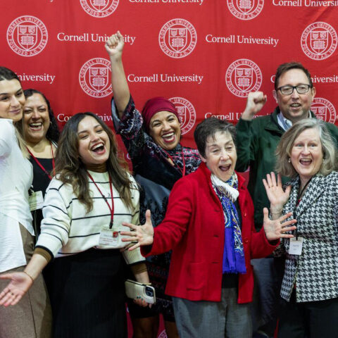 a group of employees celebrate their service awards